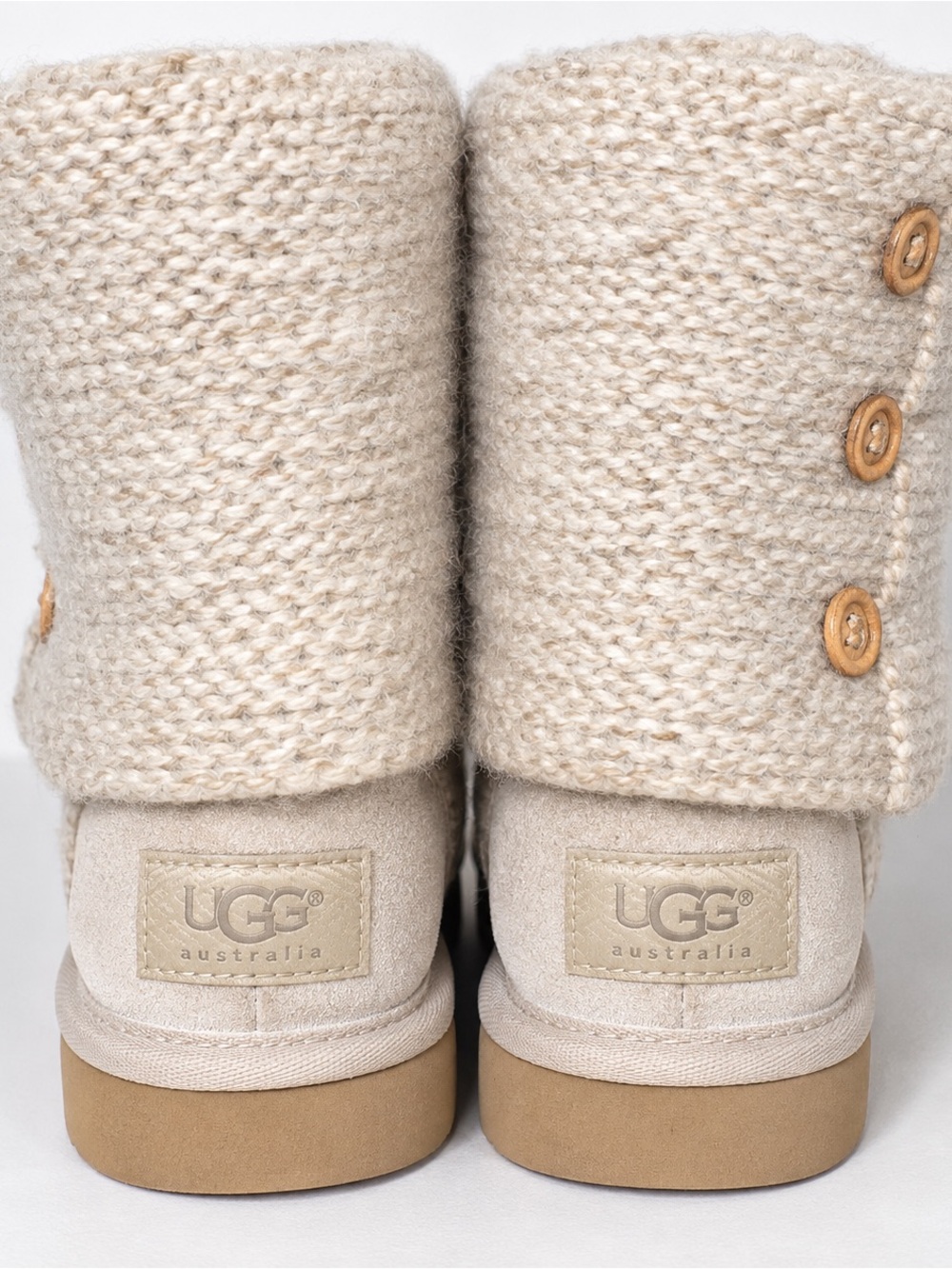 UGG Women's Knit Button Short Boot - Cream